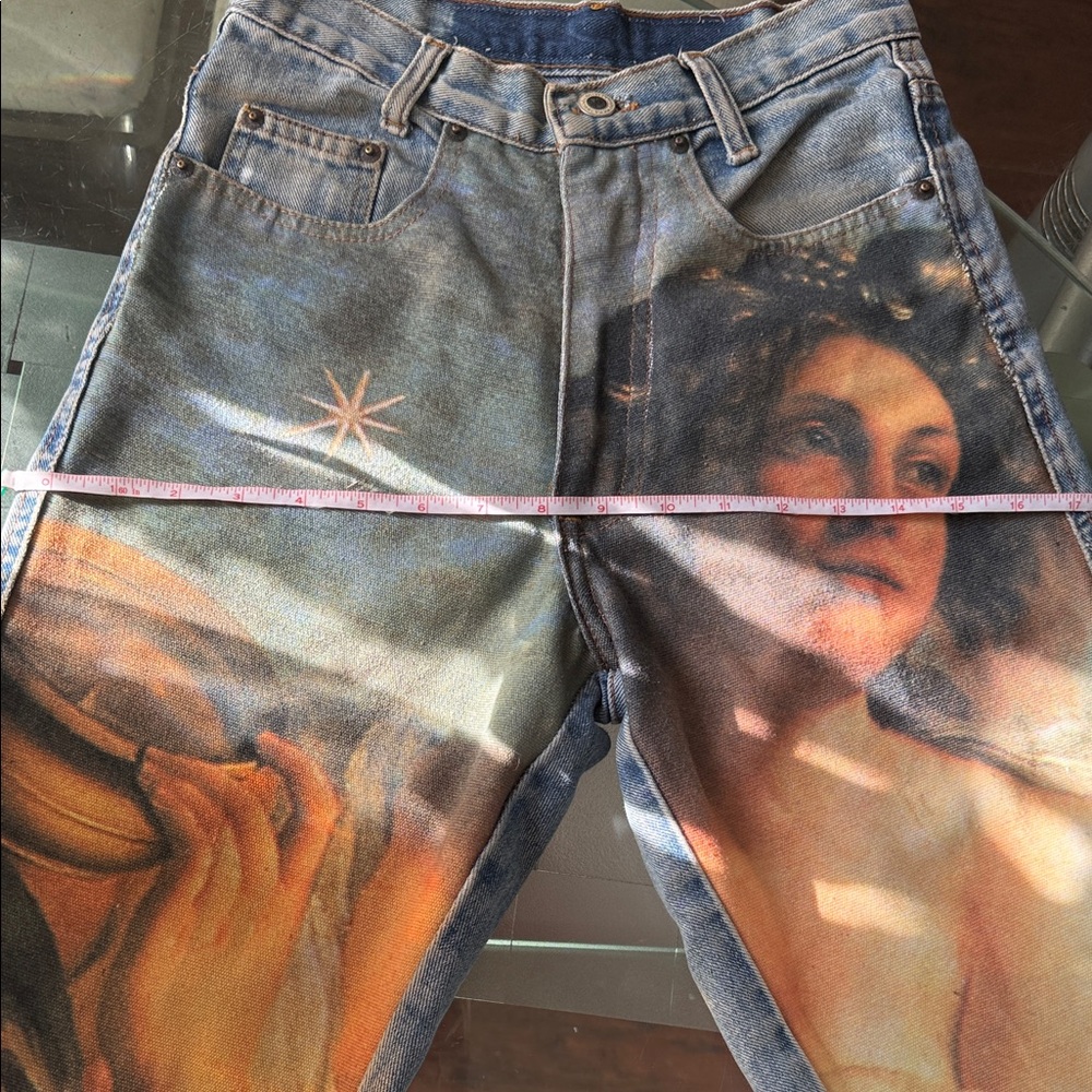 Artistic Print Straight Leg Jeans - Picture 5 of 6